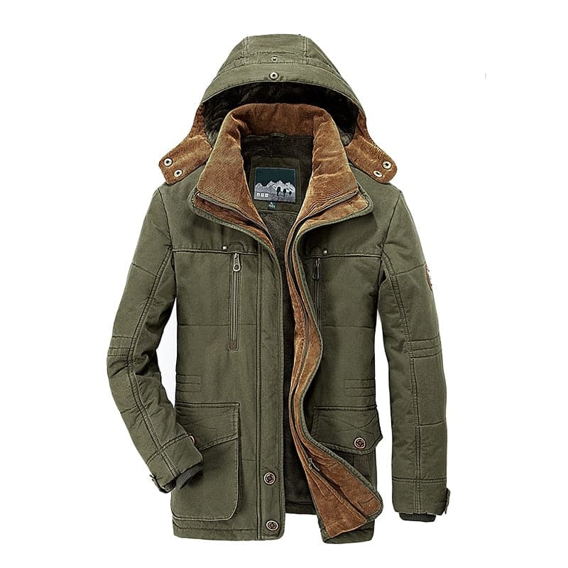 Miesten talviparka fleece vuorattu hupullinen takki
