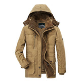 Miesten talviparka fleece vuorattu hupullinen takki