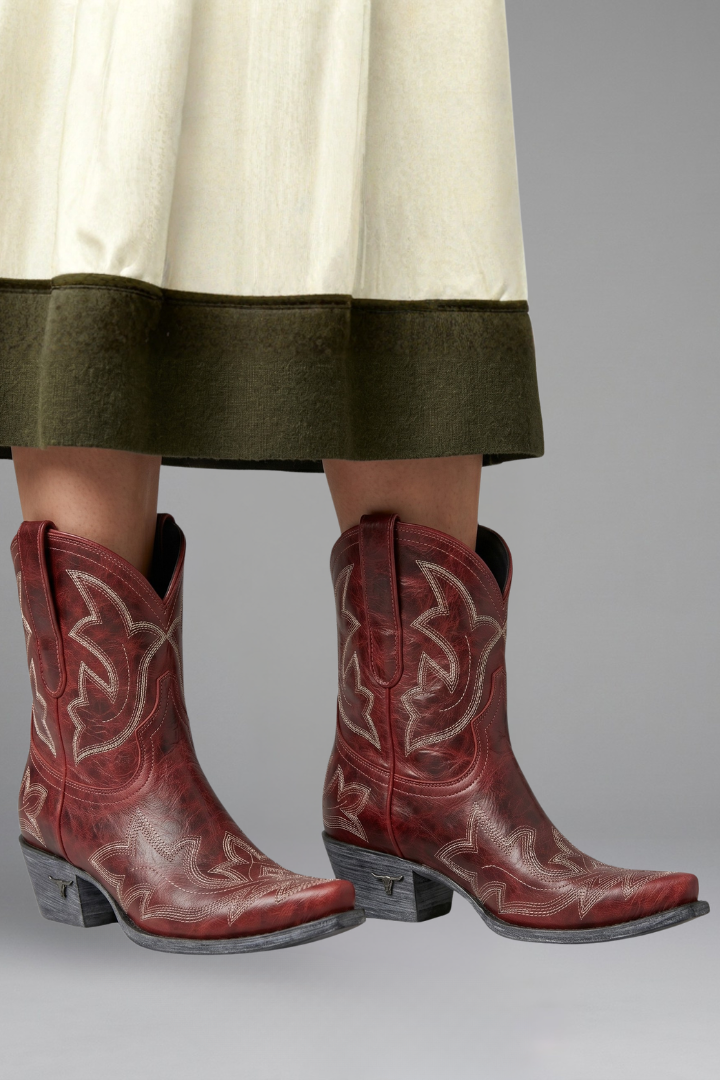 Lena | Naisten Nahka Cowboy Saappaat Kirjailtu Western