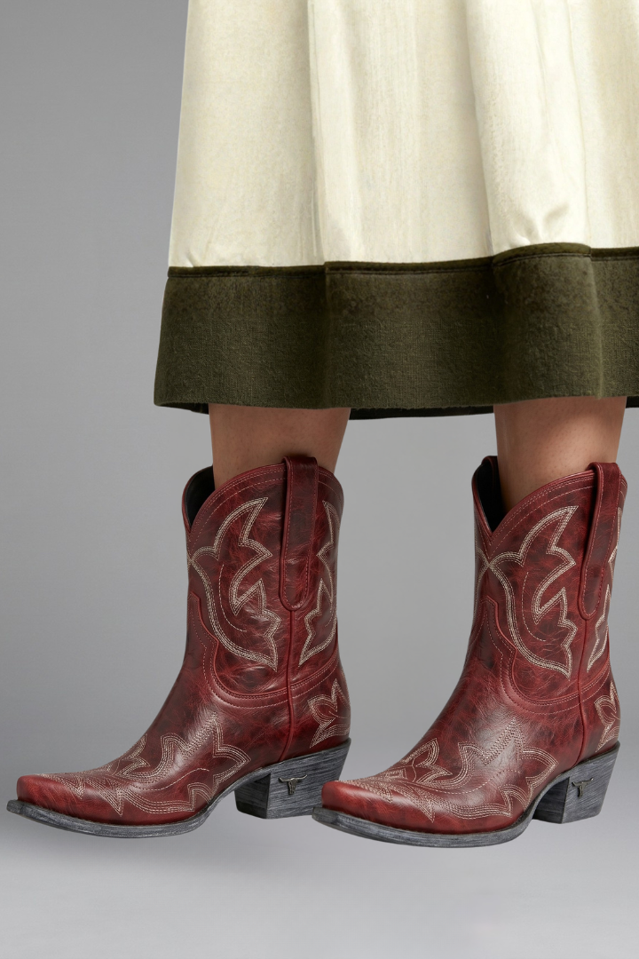Lena | Naisten Nahka Cowboy Saappaat Kirjailtu Western