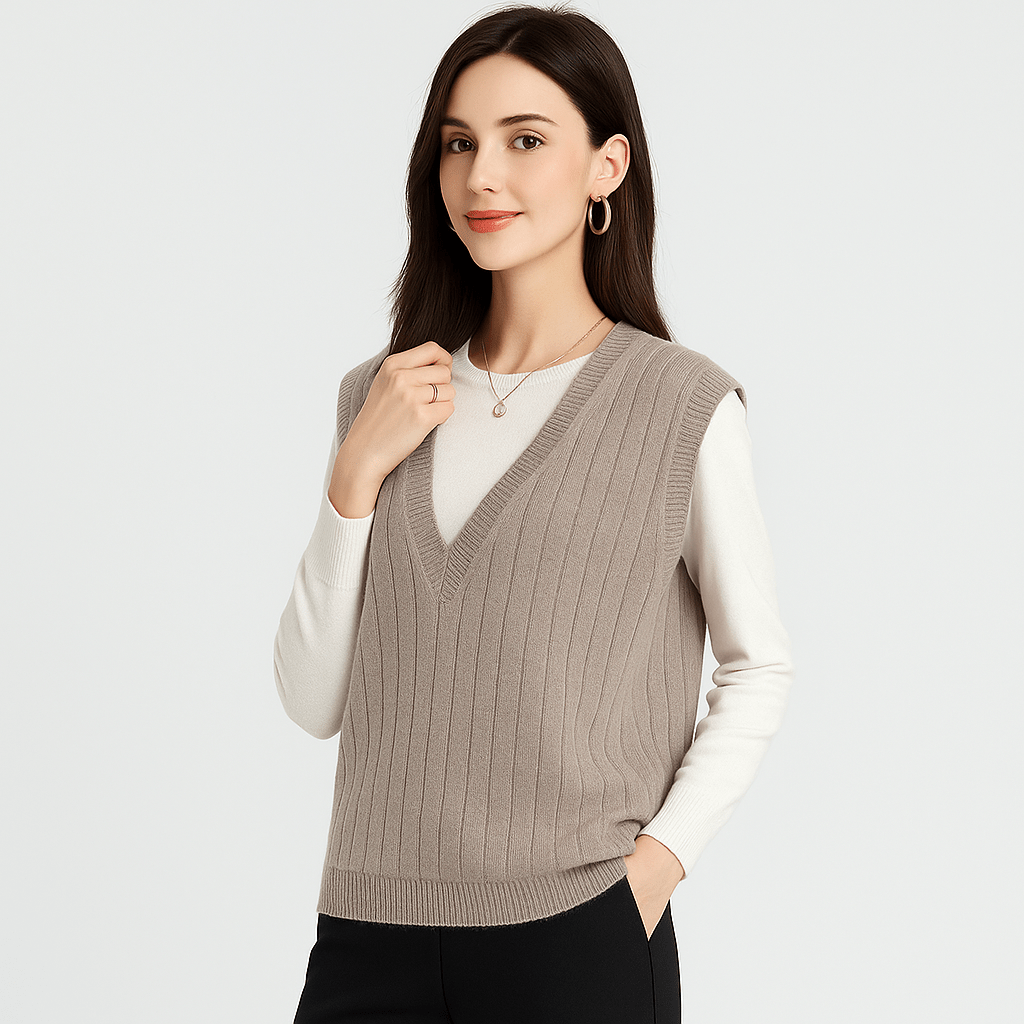 Älykäs V - kaula - aukko Vest - Neulottu Mukavuus Naisille - EmiyoSuomi - Naisten liivi