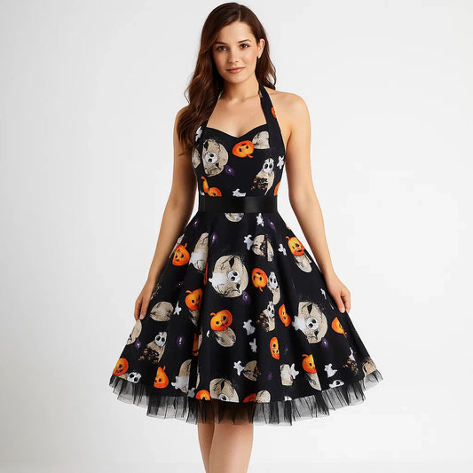 Alessandra Halloween Midi Mekko - Sarjakuvaprintti - Uniikki Design