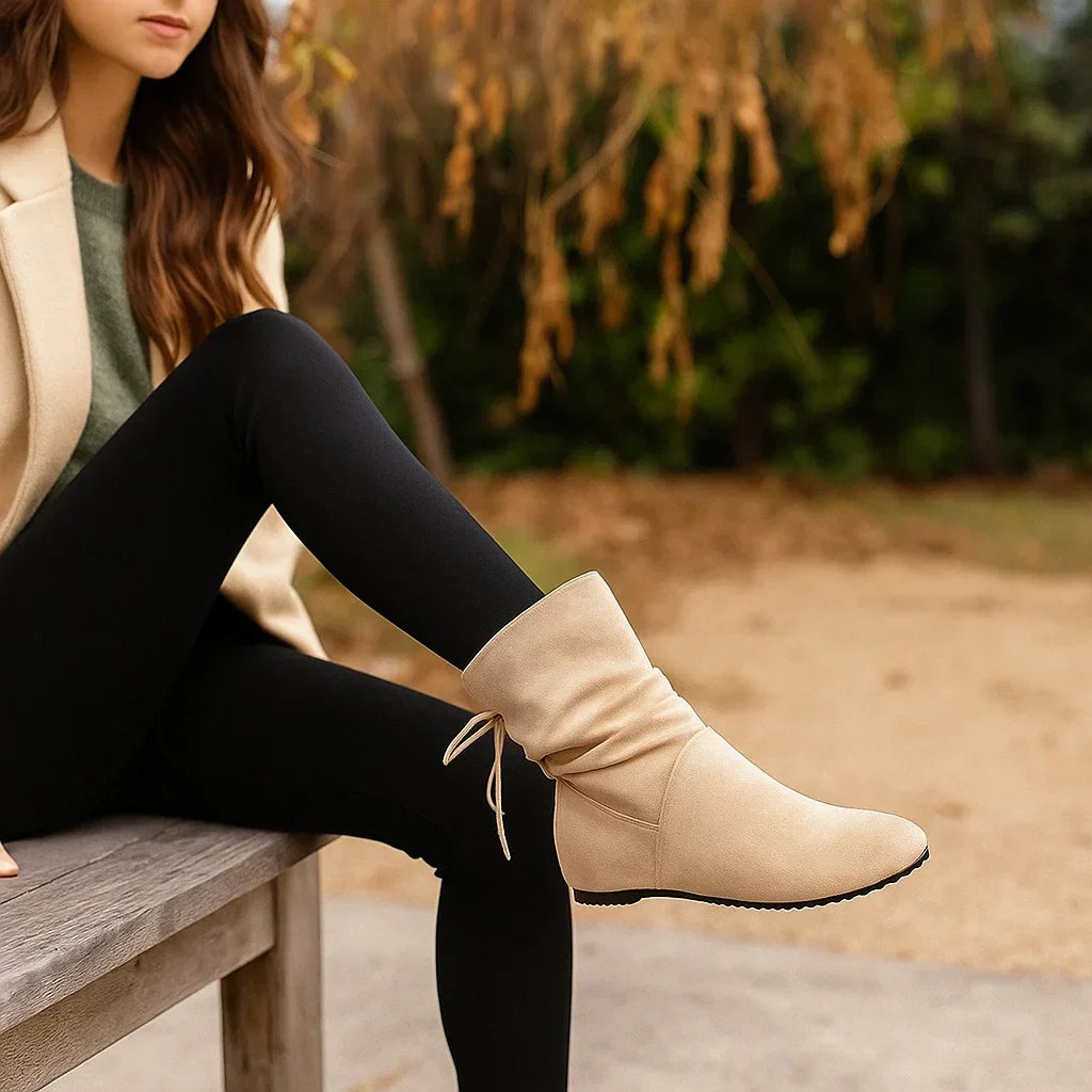 Nubuck leren laarzen voor dames - Veters - Antislipzool