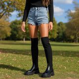 Damen Overknee-Stiefel - Strukturierter Strick - Langlebige Sohle - Stilla