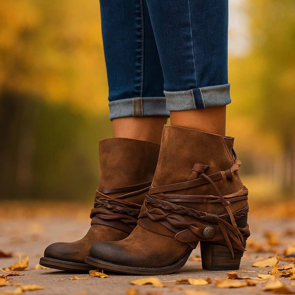 Stilla Vintage Leren Enkellaarzen - Tijdloze Stijl - Comfort