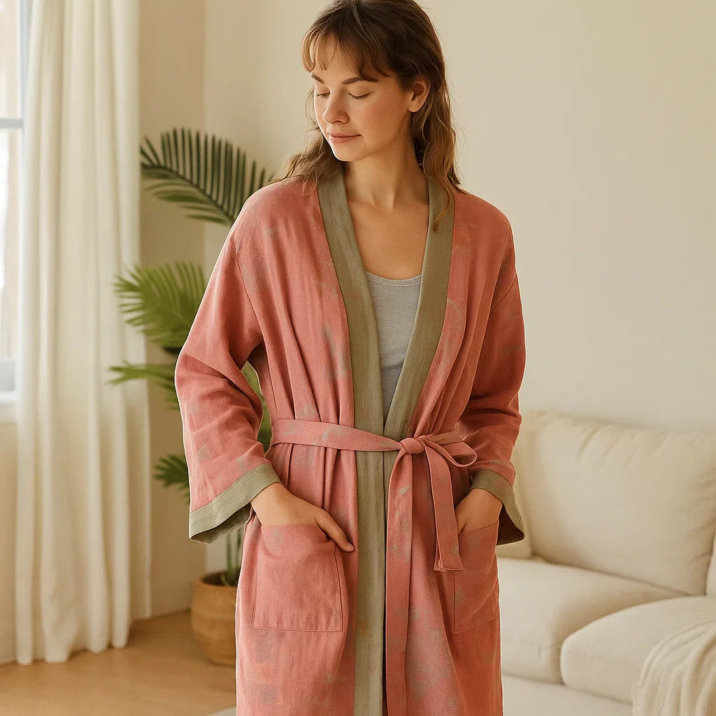 VintageLoom – Ademend Katoenen Ochtendjas met Tijdloze Retro Charme