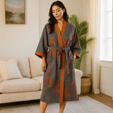 VintageLoom – Ademend Katoenen Ochtendjas met Tijdloze Retro Charme