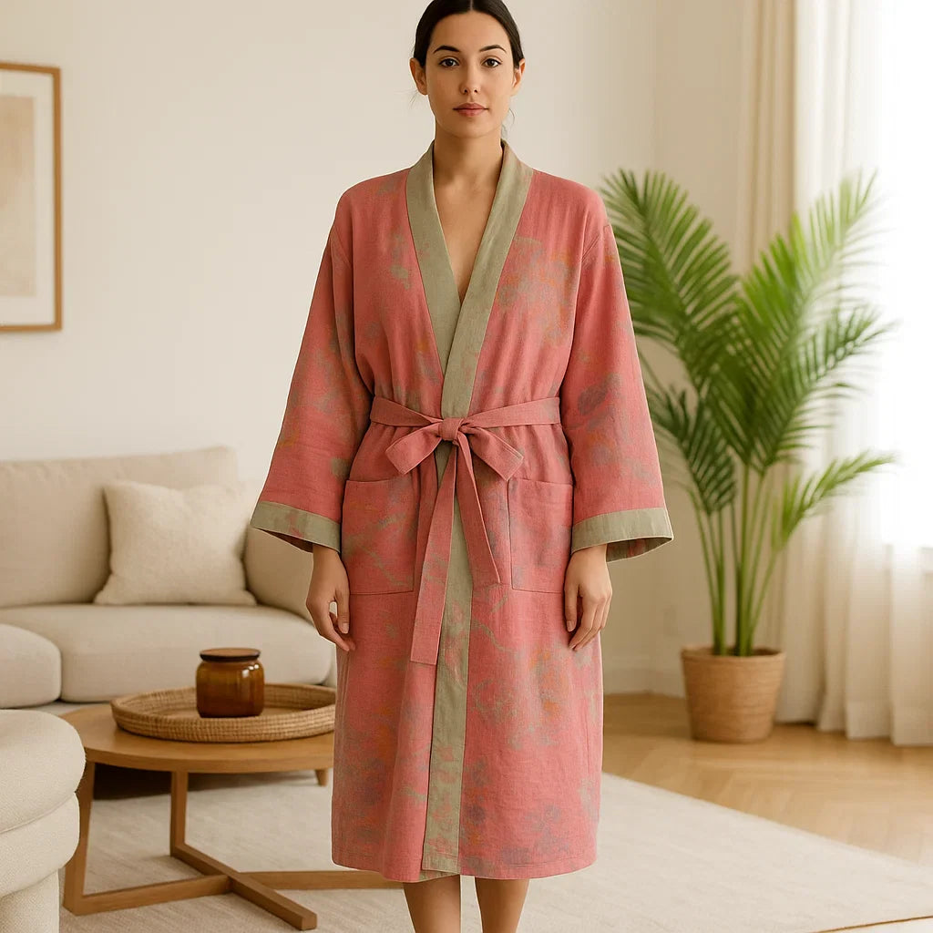 VintageLoom – Ademend Katoenen Ochtendjas met Tijdloze Retro Charme