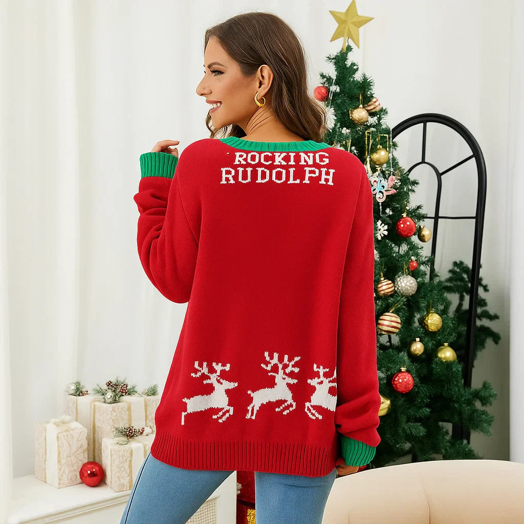 Vivano - Damen Weihnachtsstrickpullover - Gemütlich - Stilvoll - Warm