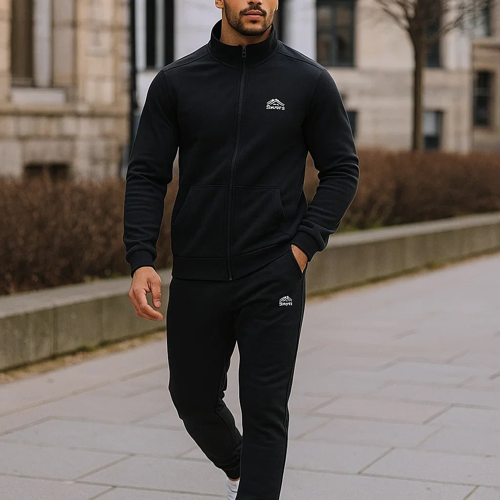 Klassischer Herren-Sweatanzug - hoher Kragen - sportlich - bequem