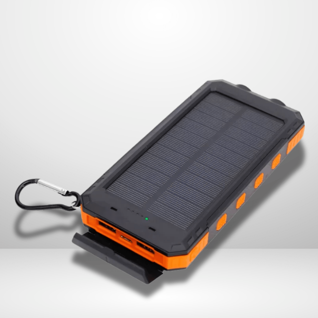 Aurinkokäyttöinen Power Bank LED - taskulampulla - EmiyoSuomi - Leirintäalue