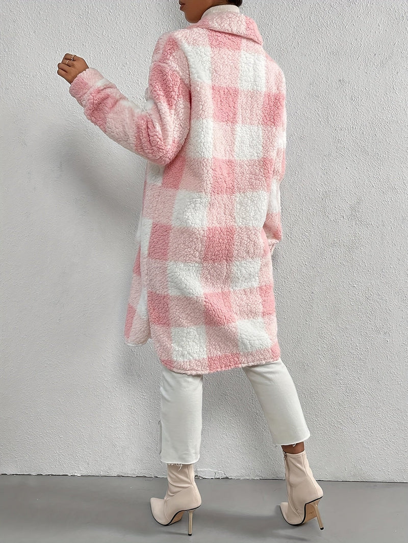 MICHELLE | Ruudullinen Pitkä Naisten Takki-Jackets-EmiyoSuomi