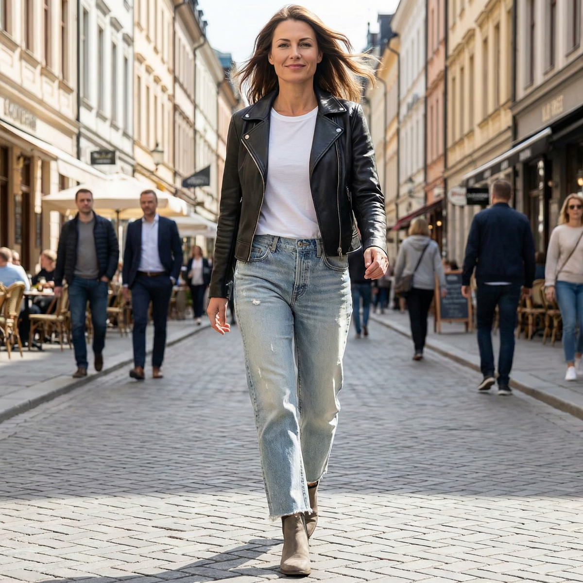 Naisten cropped farkut joustava denim nilkkapituus