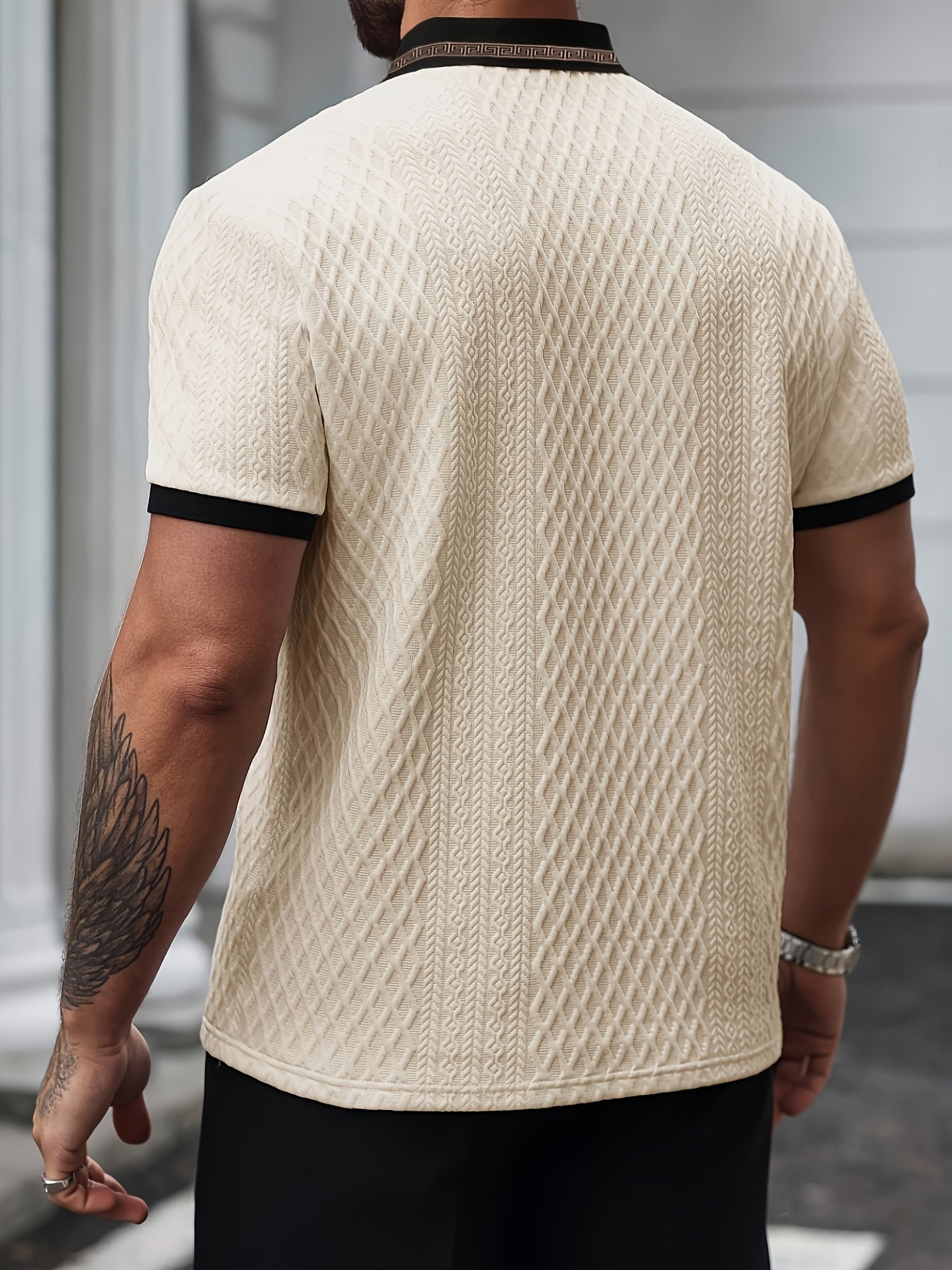 Miesten polo lyhyt hiha rakenne premium istuvuus beige