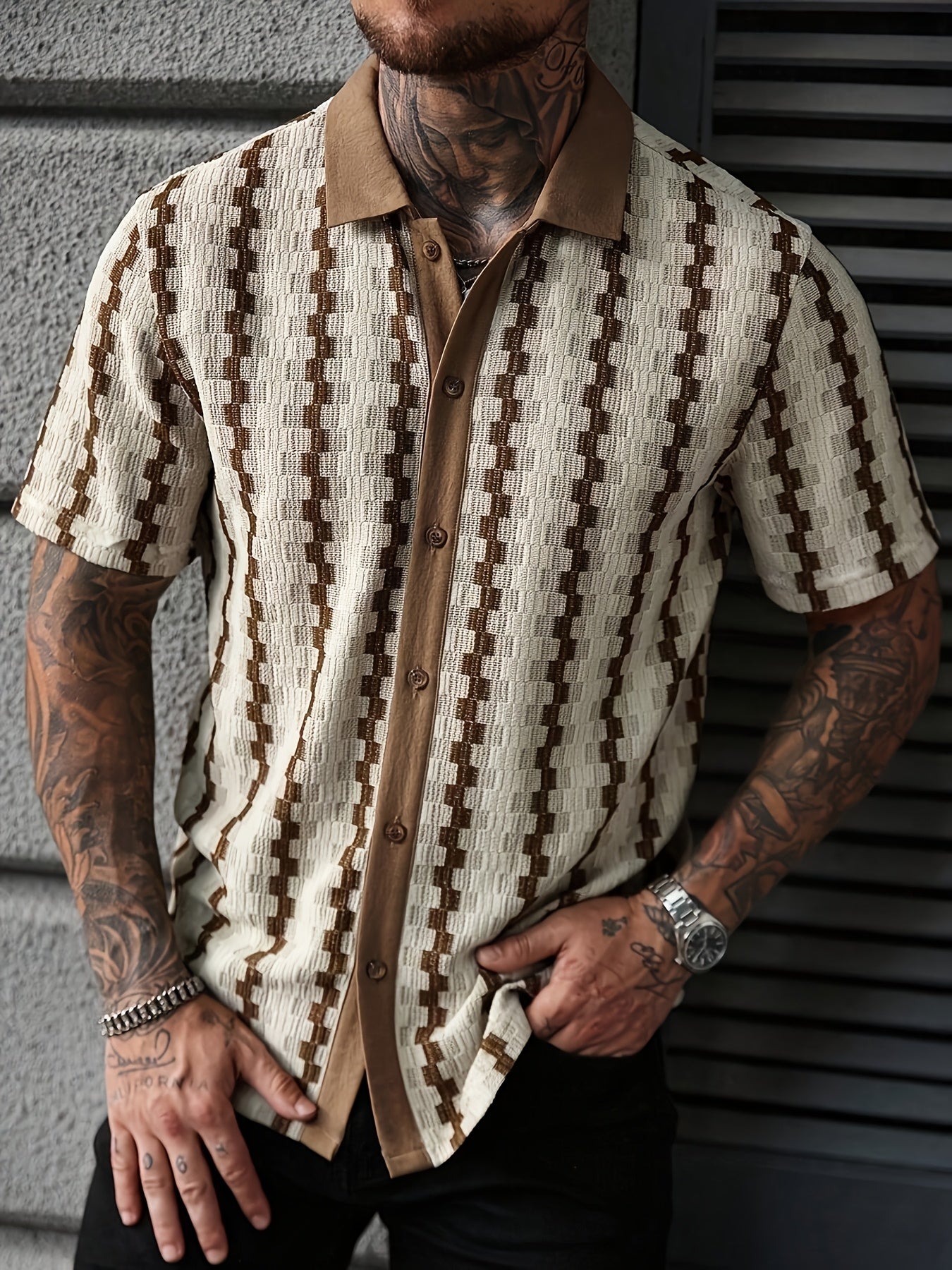 Miesten Puuvilla Casual Paita | Lyhyt Hiha, Retro Printti