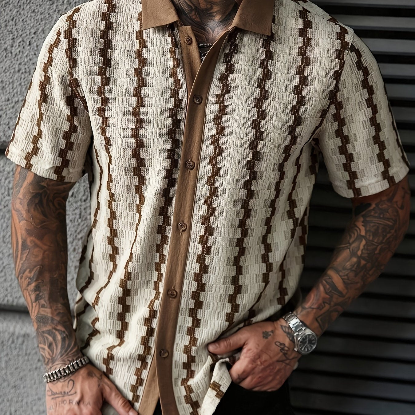 Miesten Puuvilla Casual Paita | Lyhyt Hiha, Retro Printti