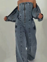 Denim-asusarja | Lomaripustin ja asustin, vetoketju