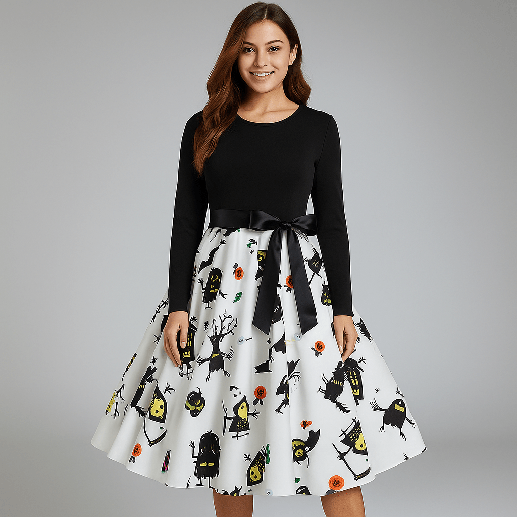 Benedetta - Elegant Pitkähiha Kostyymi Mekko - Mukava Design - EmiyoSuomi - Halloween