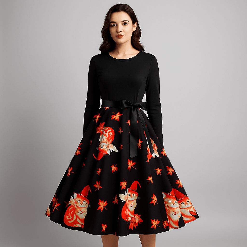 Benedetta - Elegant Pitkähiha Kostyymi Mekko - Mukava Design - EmiyoSuomi - Halloween