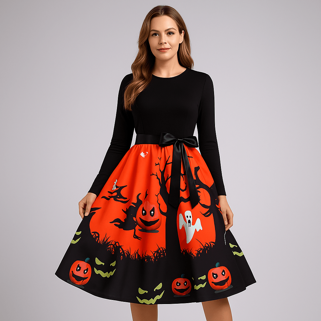 Benedetta - Elegant Pitkähiha Kostyymi Mekko - Mukava Design - EmiyoSuomi - Halloween