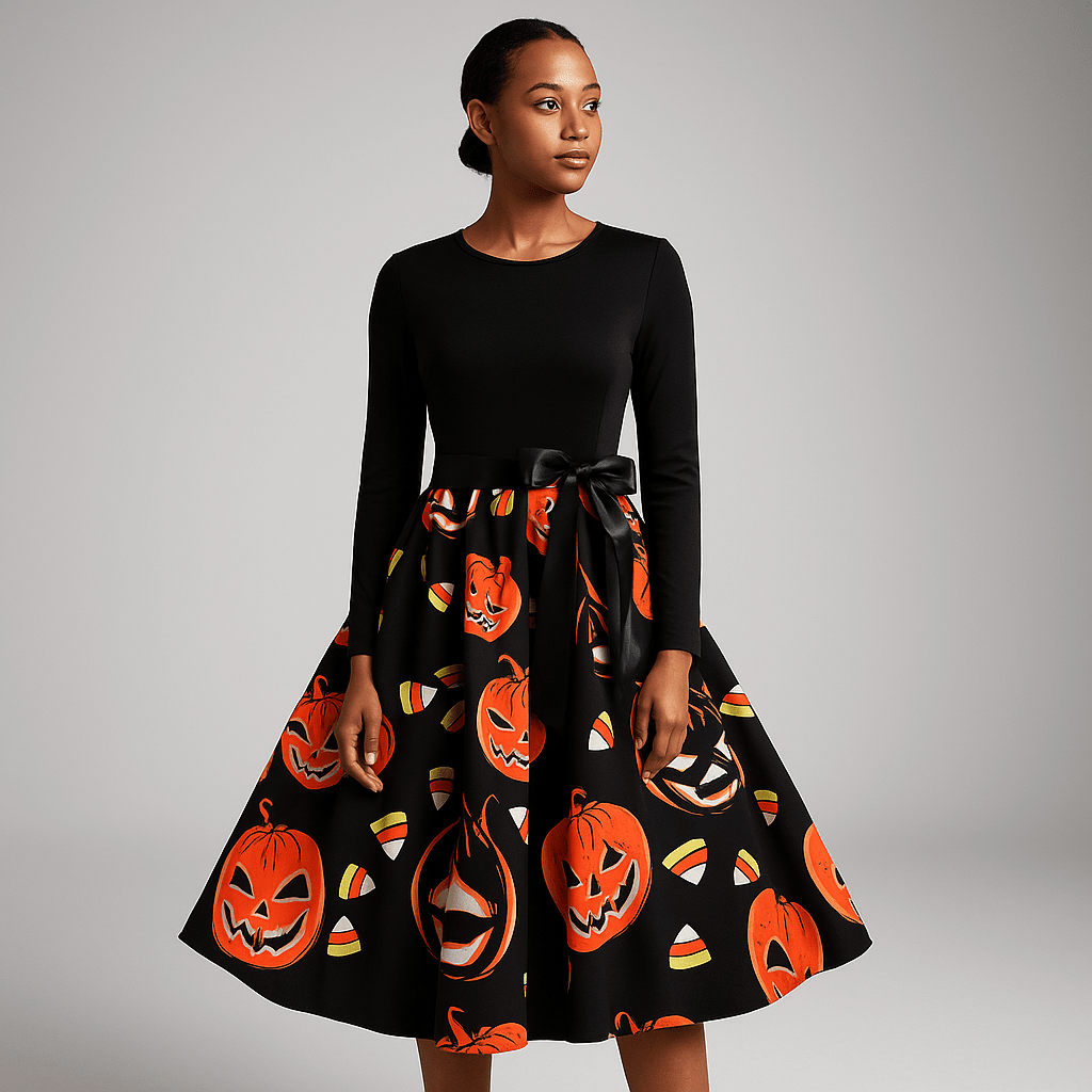 Benedetta - Elegant Pitkähiha Kostyymi Mekko - Mukava Design - EmiyoSuomi - Halloween