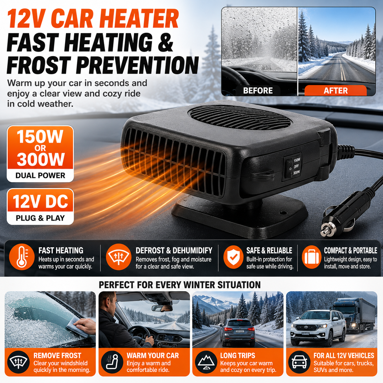 12V Car Heater | Ceramic Fan Heater | Heating, Defrosting