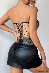 Bustier Corset | Mustavalkoinen Silkkipisteillä | Lyhyt