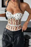 Bustier Corset | Mustavalkoinen Silkkipisteillä | Lyhyt