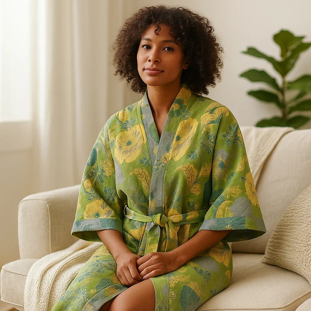 BloomEase – Ylellinen Puuvillahuopa Herkällä Kukkakuviolla Rentoutumiseen Elämässä - EmiyoSuomi - Kylpytakit