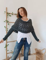 Naisten neulottu talvihuivi kaksoisholkilla, 260 cm pitkä
