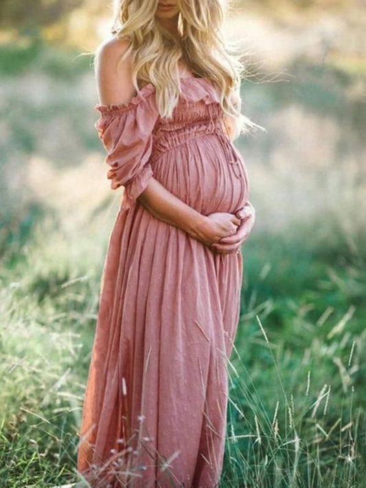 Quyal - Boho Chic -mallinen pitkähihainen äitiysmekko-Mekot-EmiyoSuomi