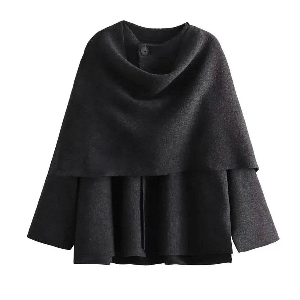 Naisten cardigan takki asyymetrisellä draperikauksella, rento löysä istuvuus