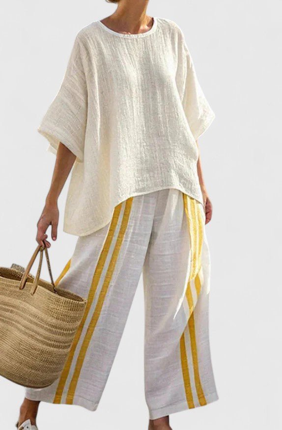 Naisten liinensekoitus loungewear-setti | Väljä istuvuus, kesätyyli