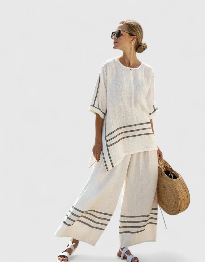 Naisten liinensekoitus loungewear-setti | Väljä istuvuus, kesätyyli