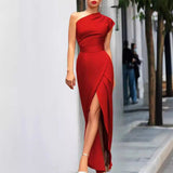 Mila | Naisten Juhlamekko One Shoulder Maxi Korkea Halkio
