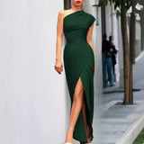 Mila | Naisten Juhlamekko One Shoulder Maxi Korkea Halkio