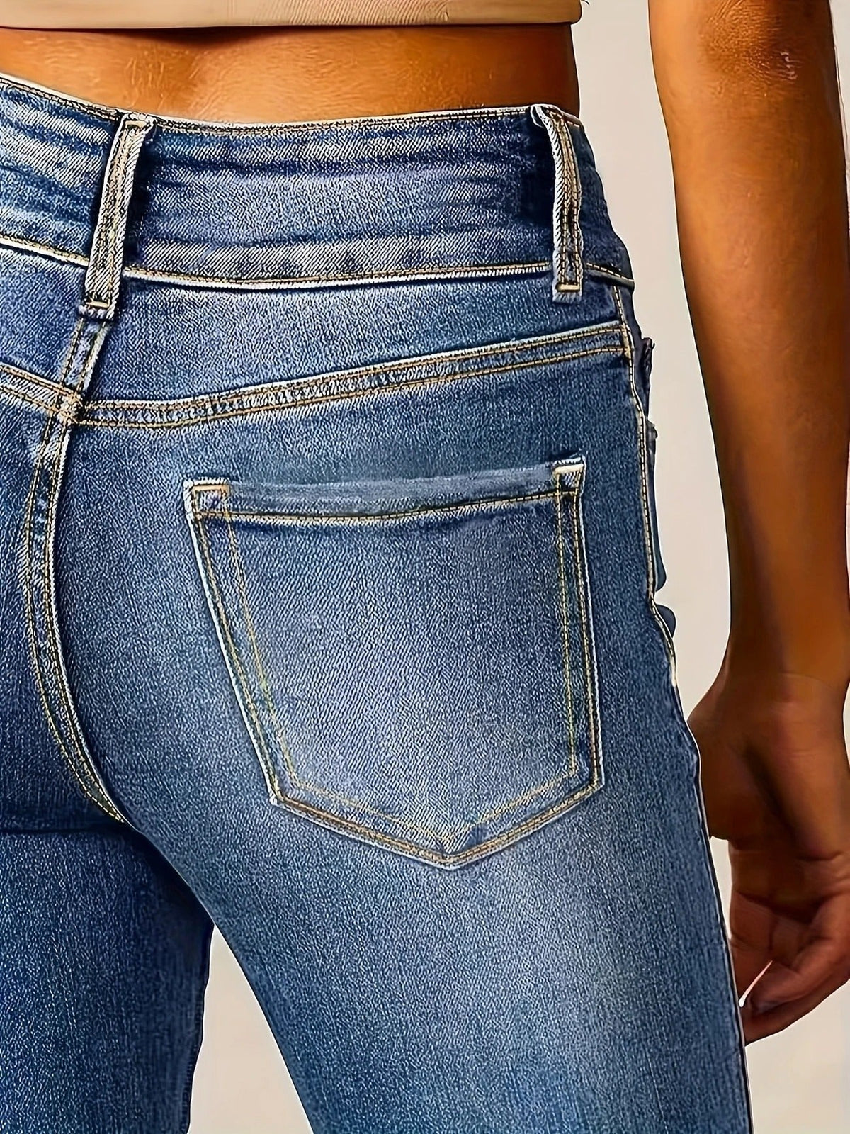 Naisten denim leveälahkeiset housut korkeavyötäröiset vartalomyötäinen istuvuus