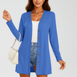 Women's Long Sleeve Cardigan Button Front Textured