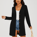 Women's Long Sleeve Cardigan Button Front Textured