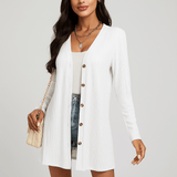 Women's Long Sleeve Cardigan Button Front Textured