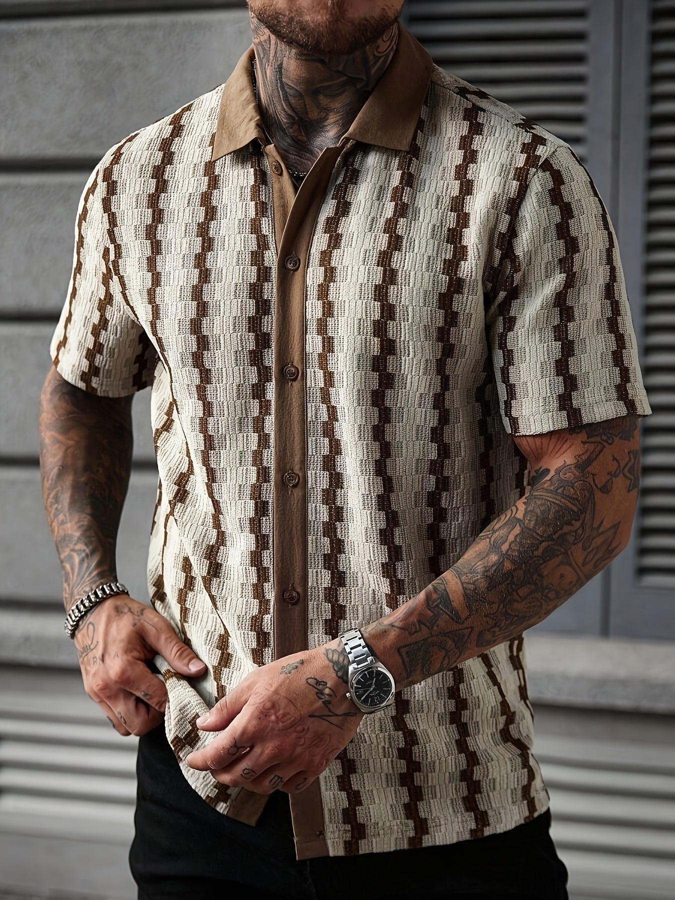 Miesten Puuvilla Casual Paita | Lyhyt Hiha, Retro Printti