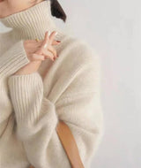 Naisten kashmir turtleneck sweater löysä istuvuus yksivärinen