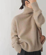 Naisten kashmir turtleneck sweater löysä istuvuus yksivärinen