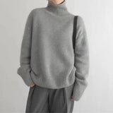Naisten kashmir turtleneck sweater löysä istuvuus yksivärinen