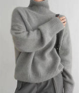 Naisten kashmir turtleneck sweater löysä istuvuus yksivärinen