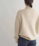 Naisten kashmir turtleneck sweater löysä istuvuus yksivärinen
