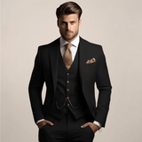 Miesten kolmiosainen slim fit puku muodolliselle tilaisuudelle