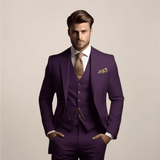 Miesten kolmiosainen slim fit puku muodolliselle tilaisuudelle