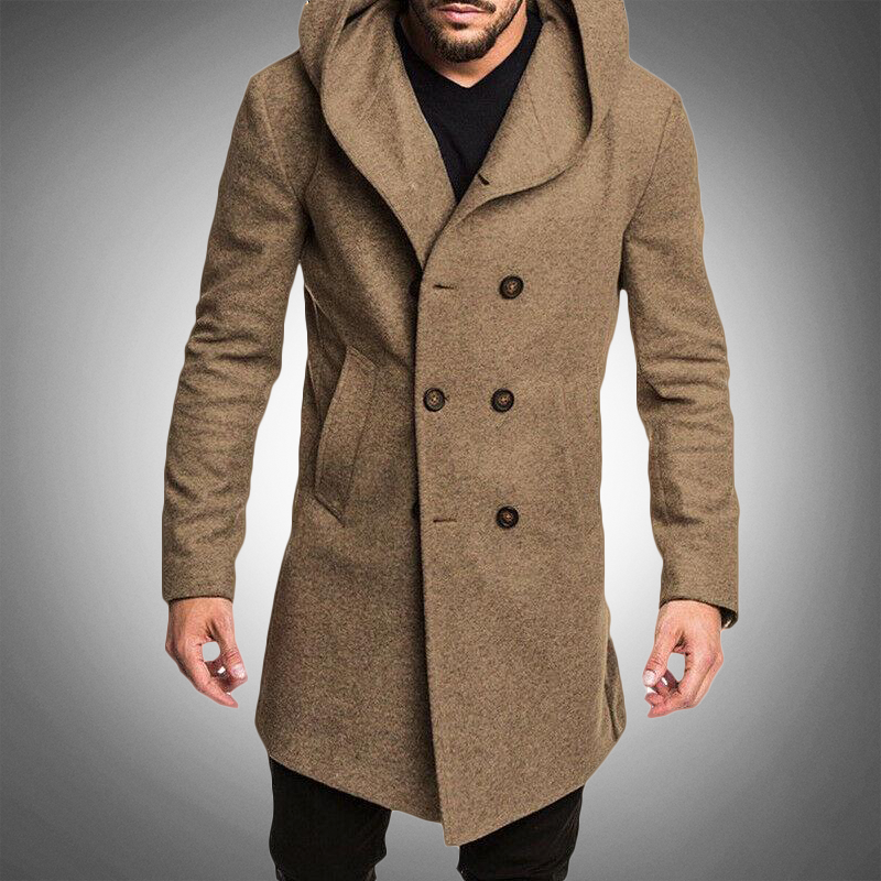 Pitkä huppu trench coat miehille - tyylikäs - vettä hylkivä - mukava