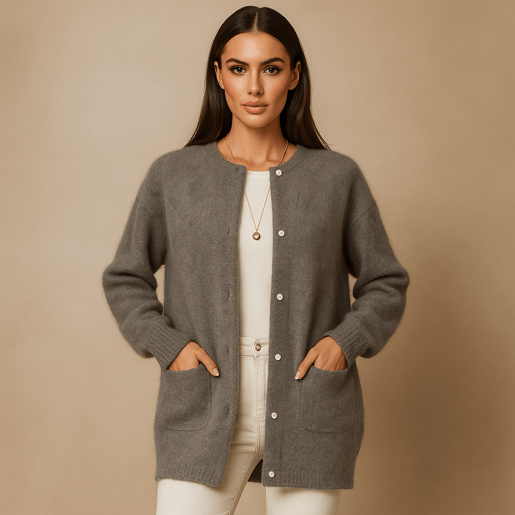 Elegantti neuletakki - Tyylikäs mukavuus - Ajaton muotoilu - EmiyoSuomi - Neulepusero Nainen